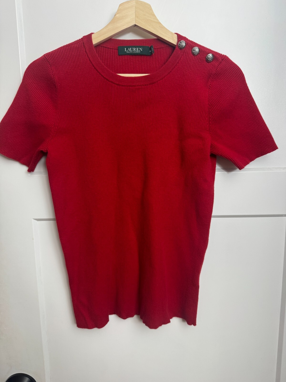 LAUREN RALPH LAUREN RED KNIT SWEATER SIZE Medium Cotton Modal — photo 1