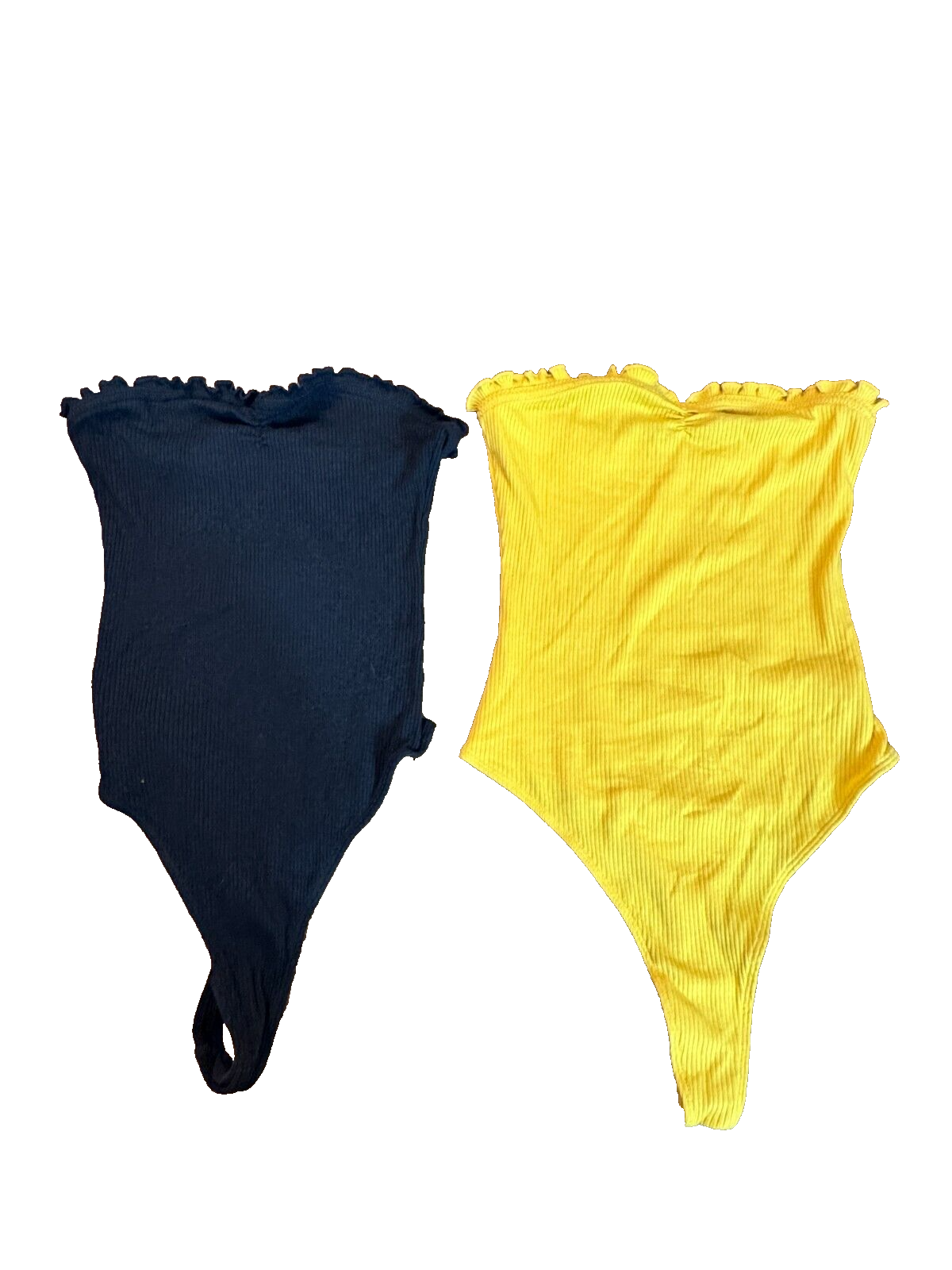 Out FromUnder Medium Thong Bodysuit Strapless Bundle Reseller Yellow Black — photo 1