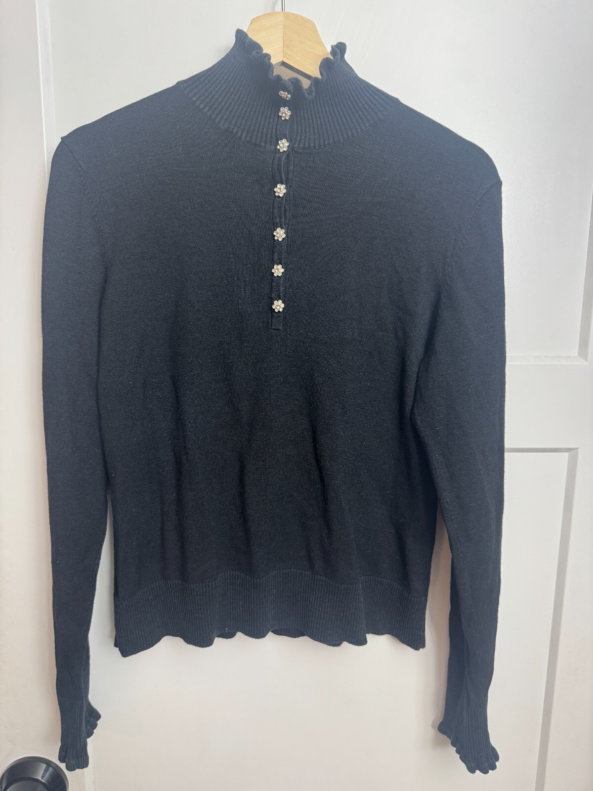 Judith Hart Collection Silk Blend Cardigan Sweater Medium Designer Black — photo 1