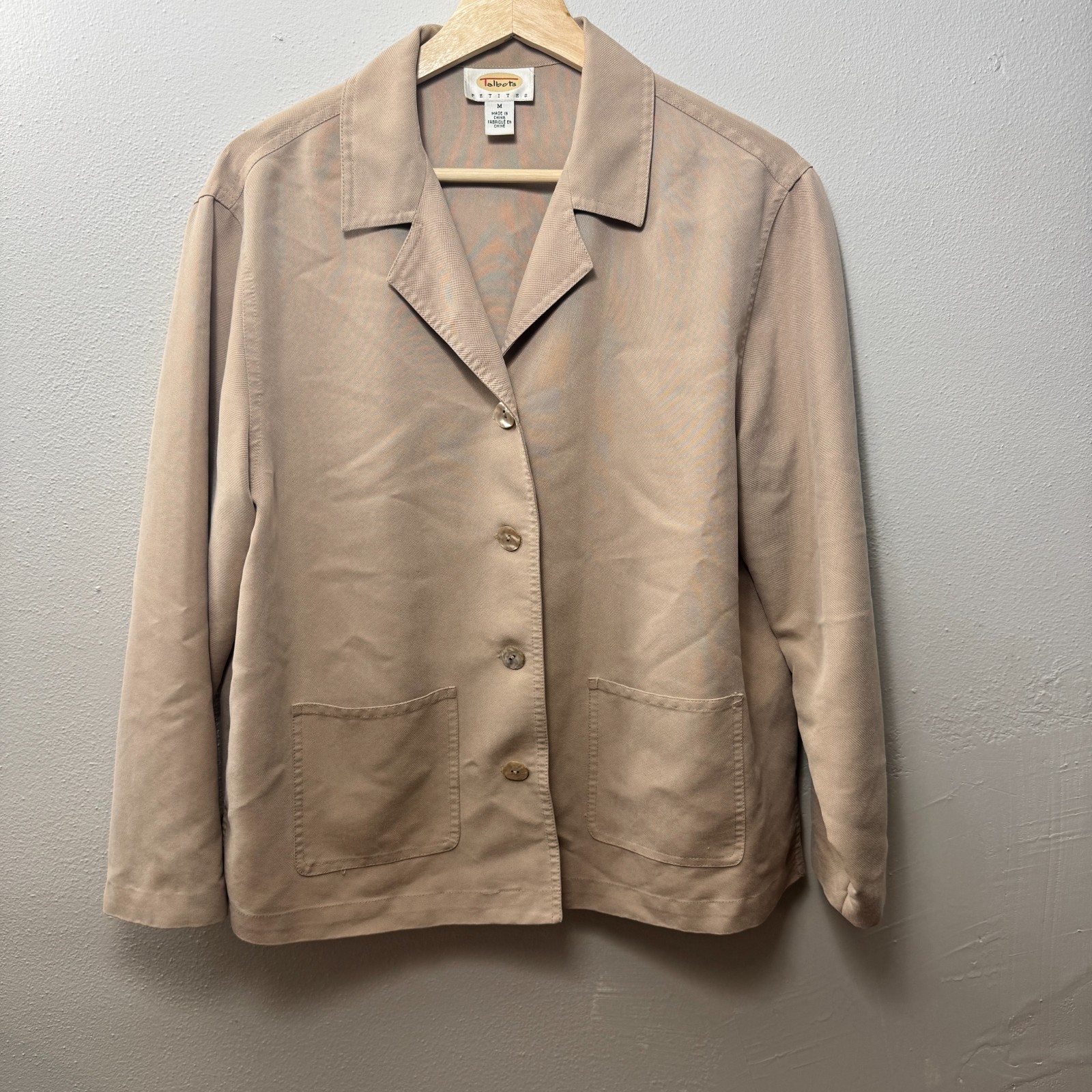 Talbots Coat Jacket Women's Size Medium Beige Button Front Casual — photo 1