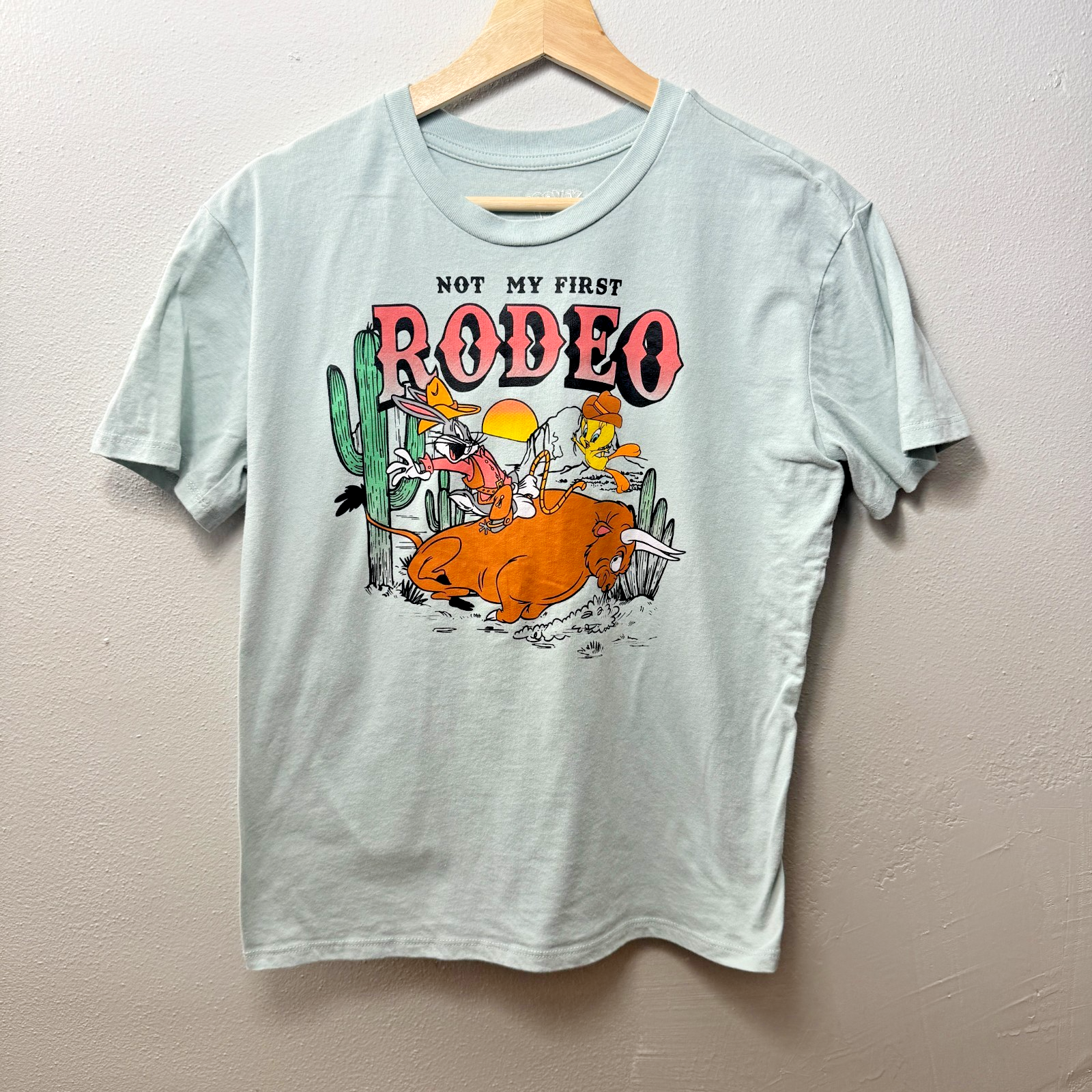 Looney Tunes Graphic Shirt Women's L Blue Not My First Rodeo Bugs Bunny Tweety — photo 1