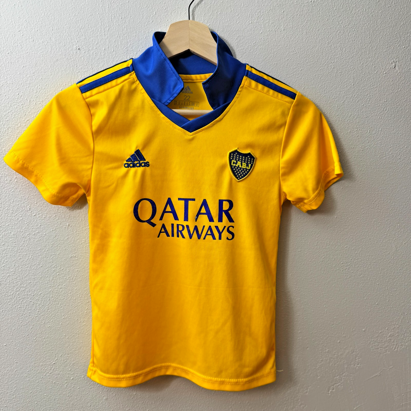 Adidas Qatar Airways CABJ Size 22 Boys Toddler Kids Sport Shirt Jersey Yellow — photo 1