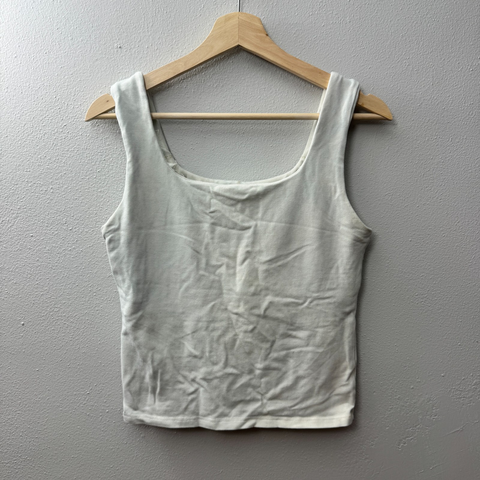 OGL  Square Neck Brami Tank Top Off White Women's Large Stretch Comfort No Pads — photo 1