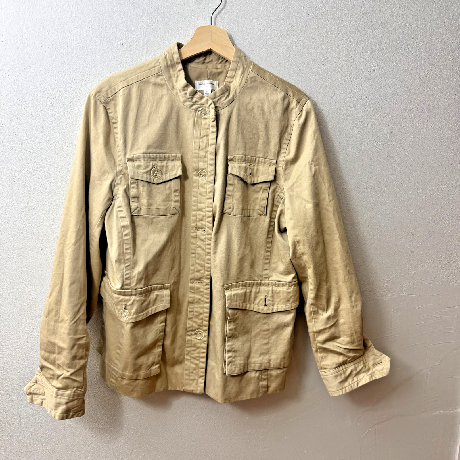ISAAC MIZRAHI for  Target Size XL Taupe Trench Coat Light Jacket Toggle Pockets — photo 1