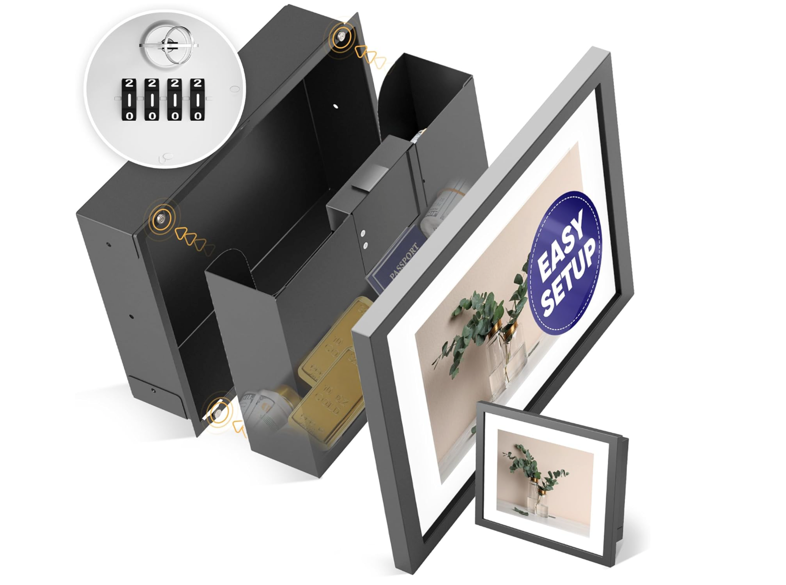 Elder Welder Hidden Wall Safe Picture Frame Metal Build Combination Lock — photo 1