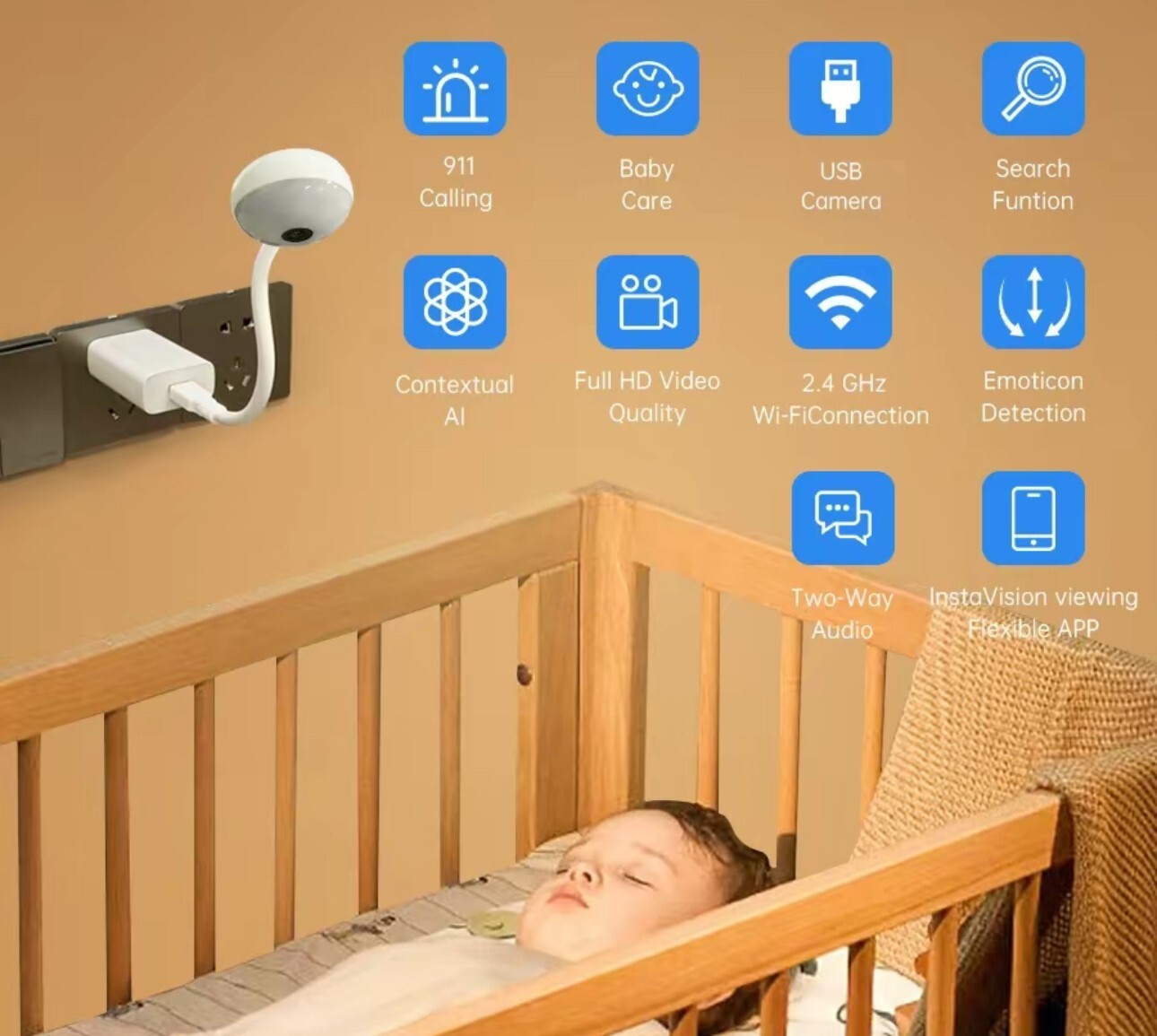 Laomeng Indoor USB Wi-Fi Camera Baby Monitor 1080p HD 2-Way Audio Emotion Detect — photo 1