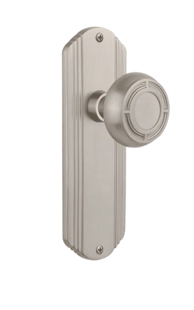 Nostalgic Warehouse Deco Plate with Mission Knob, Passage - 2.75", Satin Nickel — photo 1