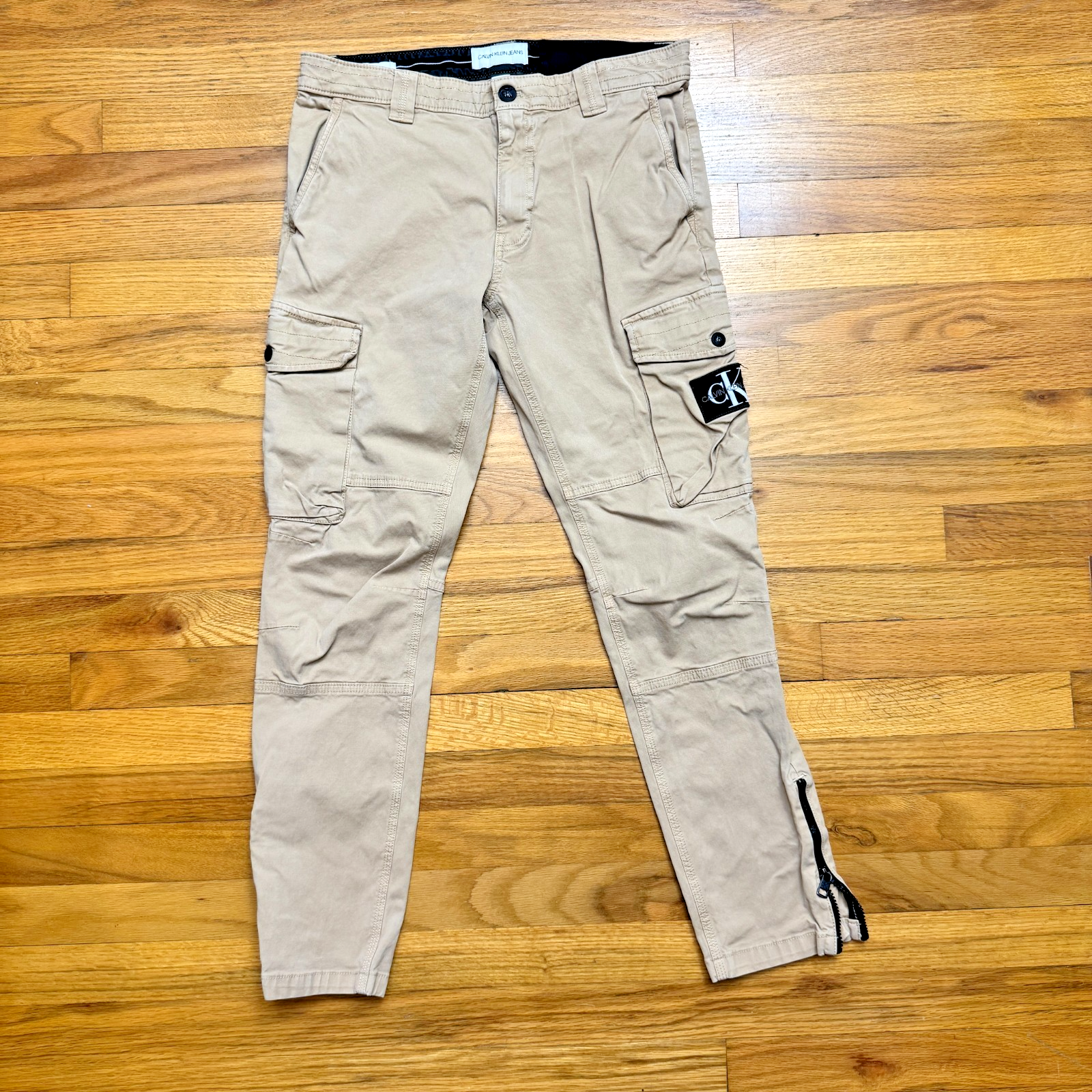 Calvin Klein Jeans Skinny Cargo Beige Khaki W31 Men Jeans Cotton Casual Zippers — photo 1