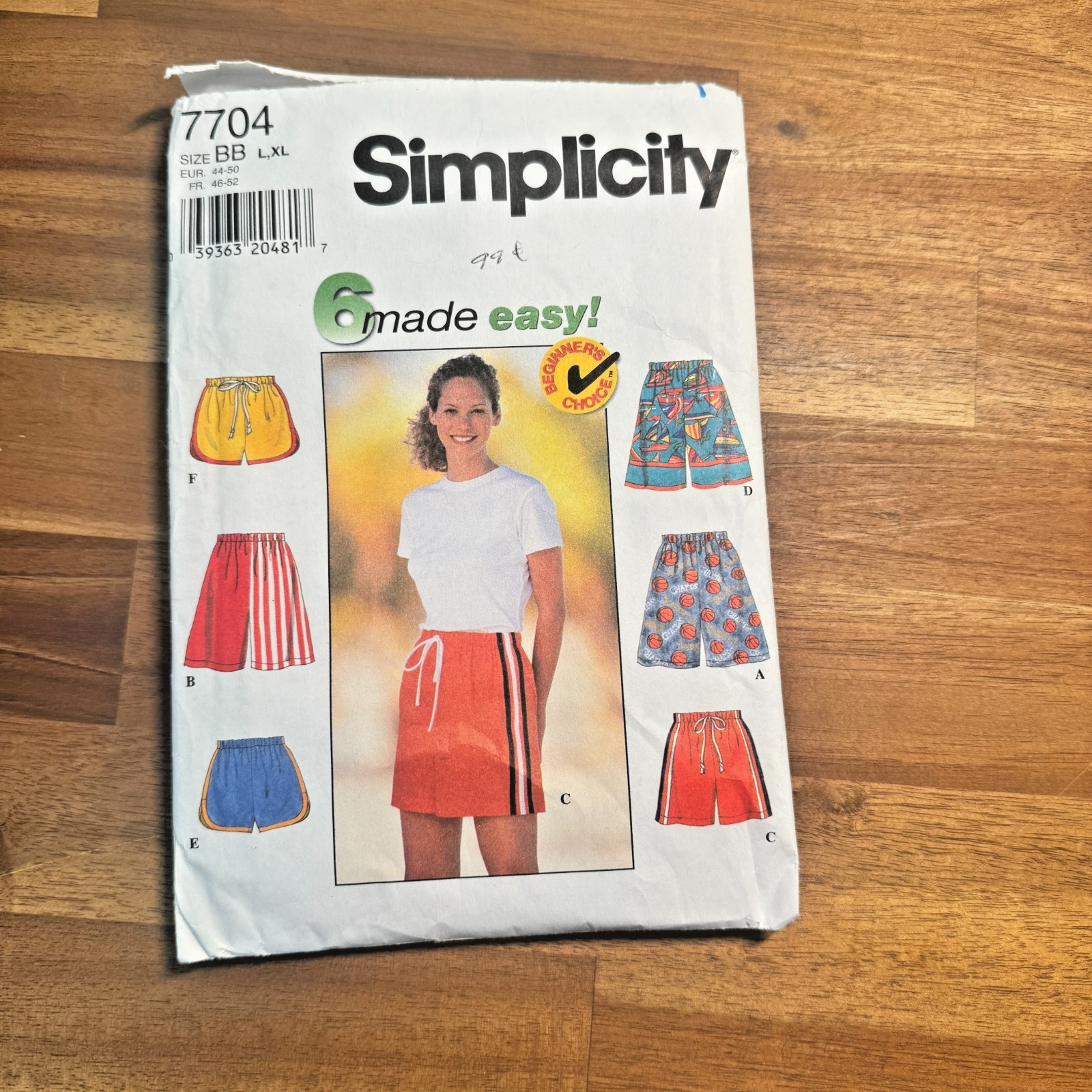 Simplicity 7704 UNCUT Sewing Pattern, Misses' Shorts, Size BB (L,XL) — photo 1
