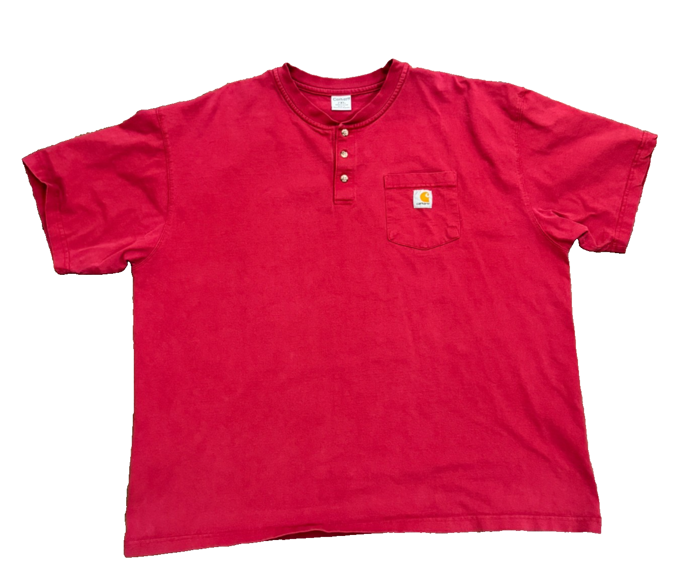 Carhartt Henley Tshirt Men's Size 2XL Red Workwear Heavy Cotton OVERSIZED — photo 1