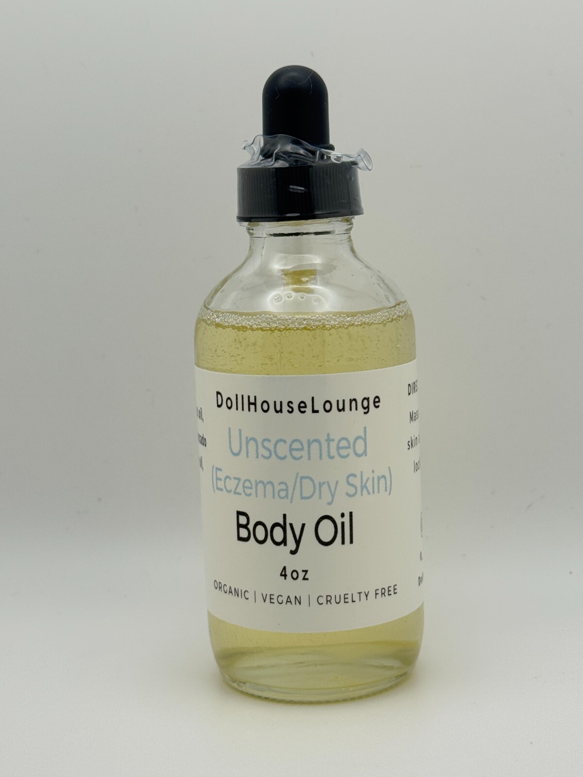 Doll House Lounge Vegan Organic Eczema Dry Skin Unscented Body Oil 4oz — photo 1