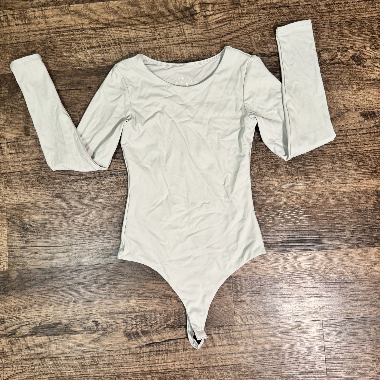 Klassy Network Bodysuit Long Sleeve Light Gray Small Stretch No Pads Included — photo 1