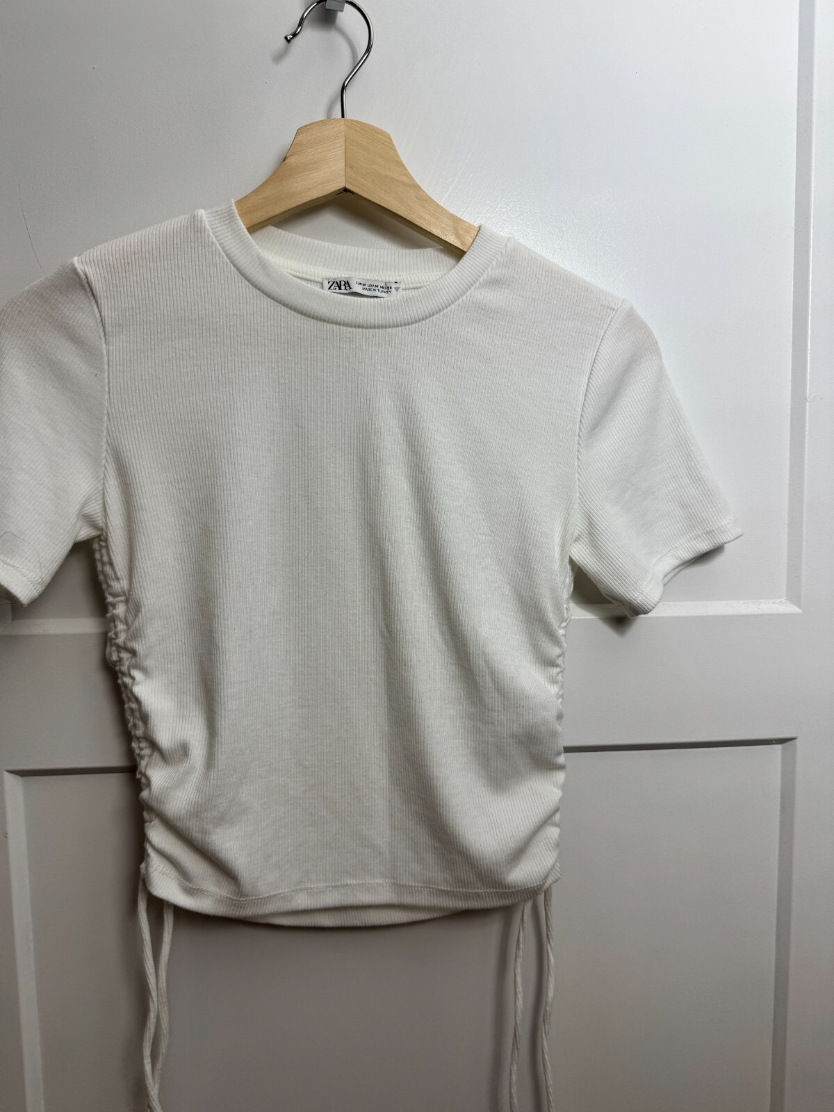 Zara White Crop Top T Shirt Women's Summer Casual Spring Medium Short Sleeve — photo 1