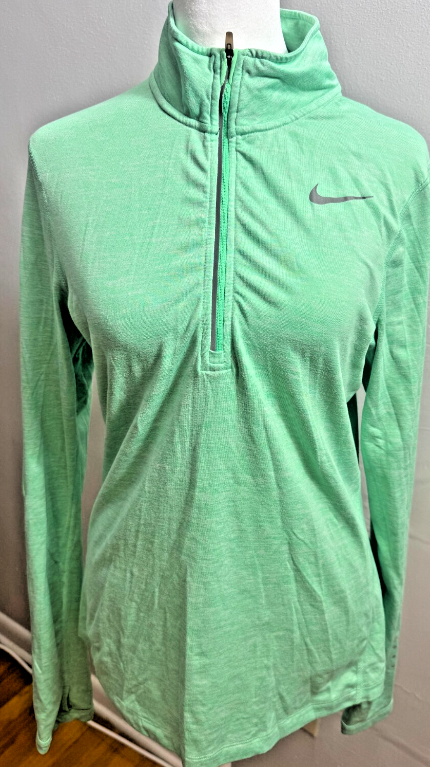 Nike Running Green Dri Fit Long Sleeve Half Zip Athletic Top Small — photo 1