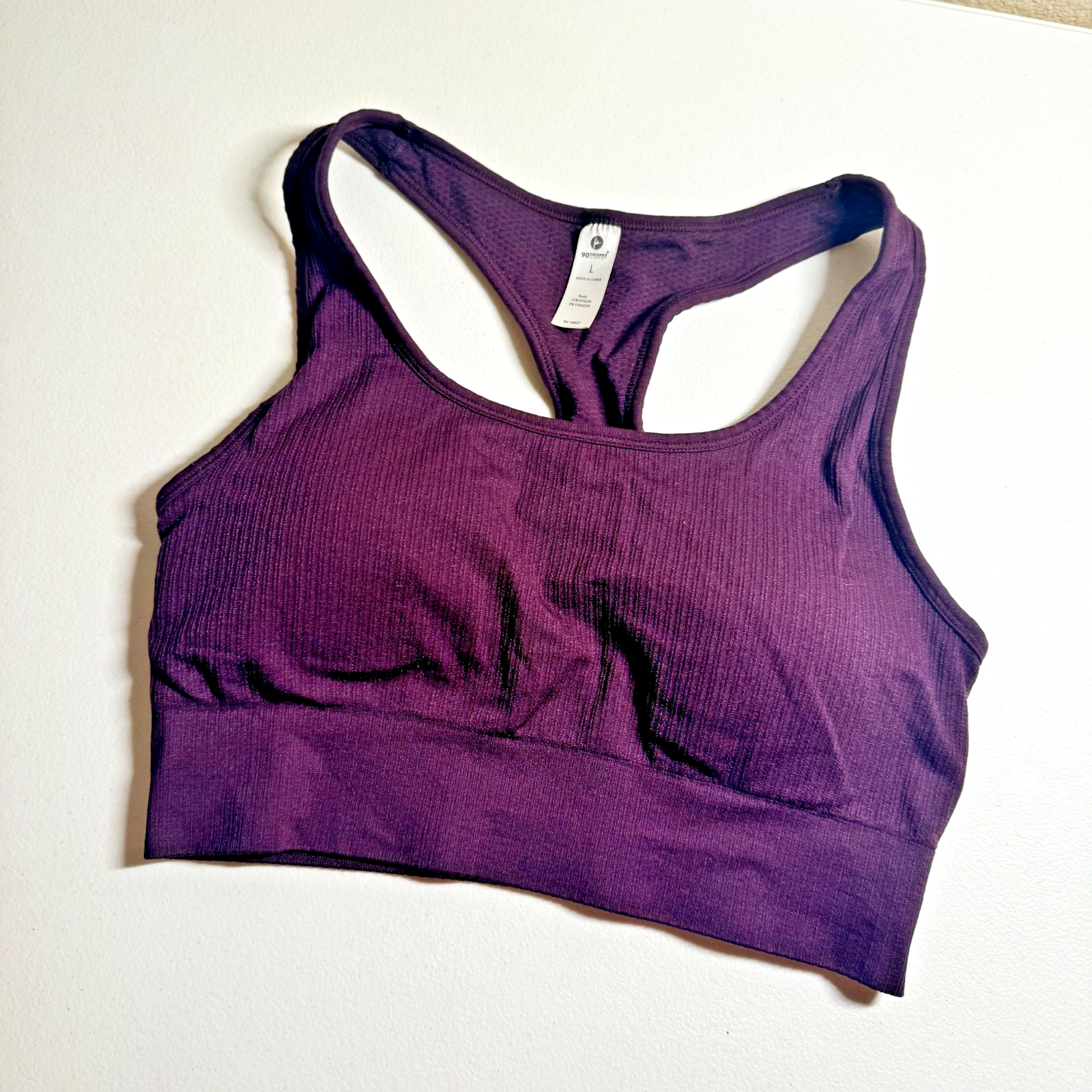 90 Degree by reflex Sports Bra Burgundy Stretchy Large Women's — photo 1