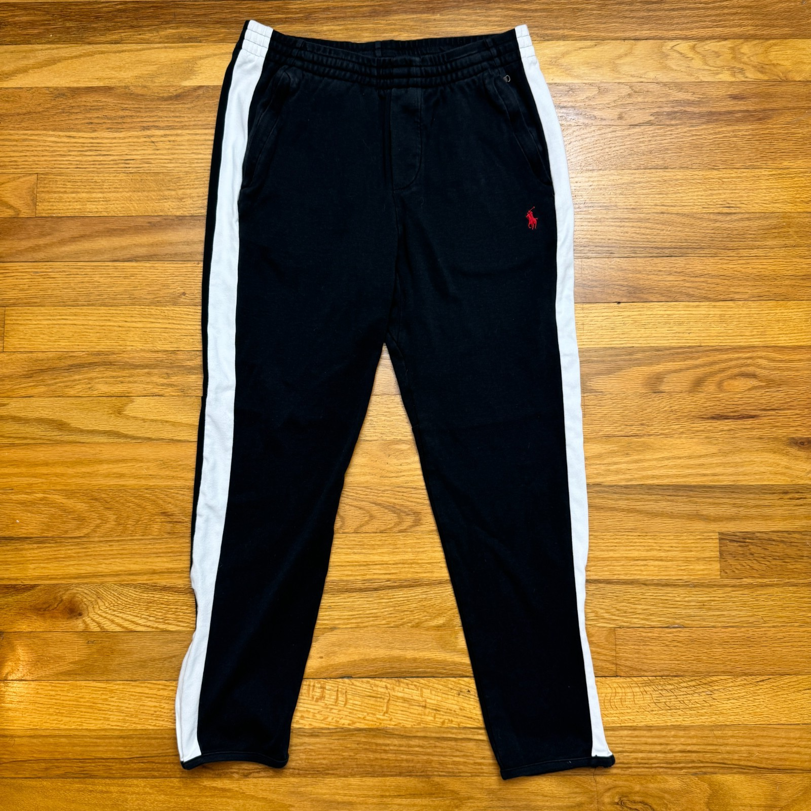 Polo Ralph Lauren Track Pants Men's Small Black Striped Straight Sweatpants — photo 1