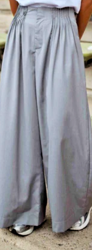 Easy Clothes Grey Deon Pants Large Women's Pleated Wide Leg Comfortable Pockets — photo 1