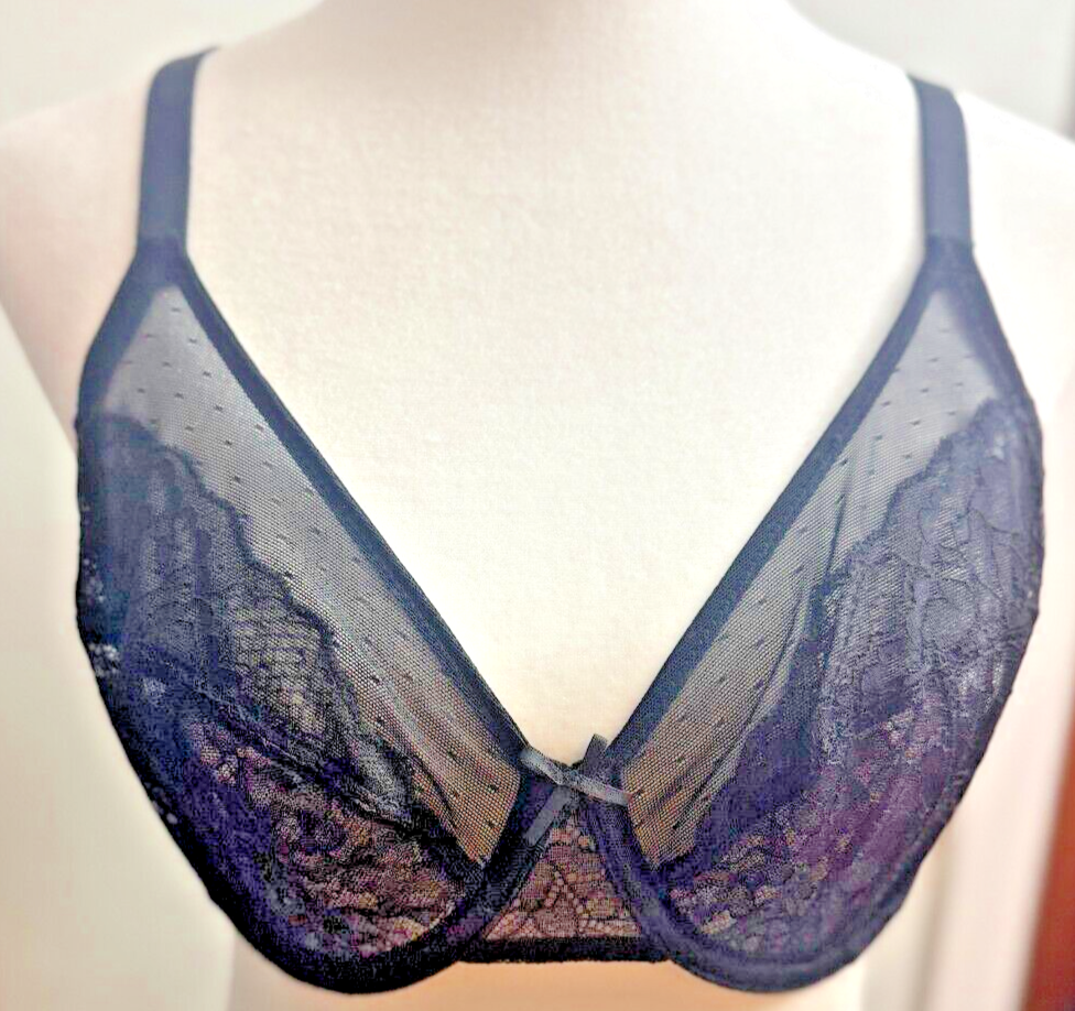 HSIA 34C Black Lace Bra Lace Underwire Bra For Women Full Coverage Adjustable — photo 1