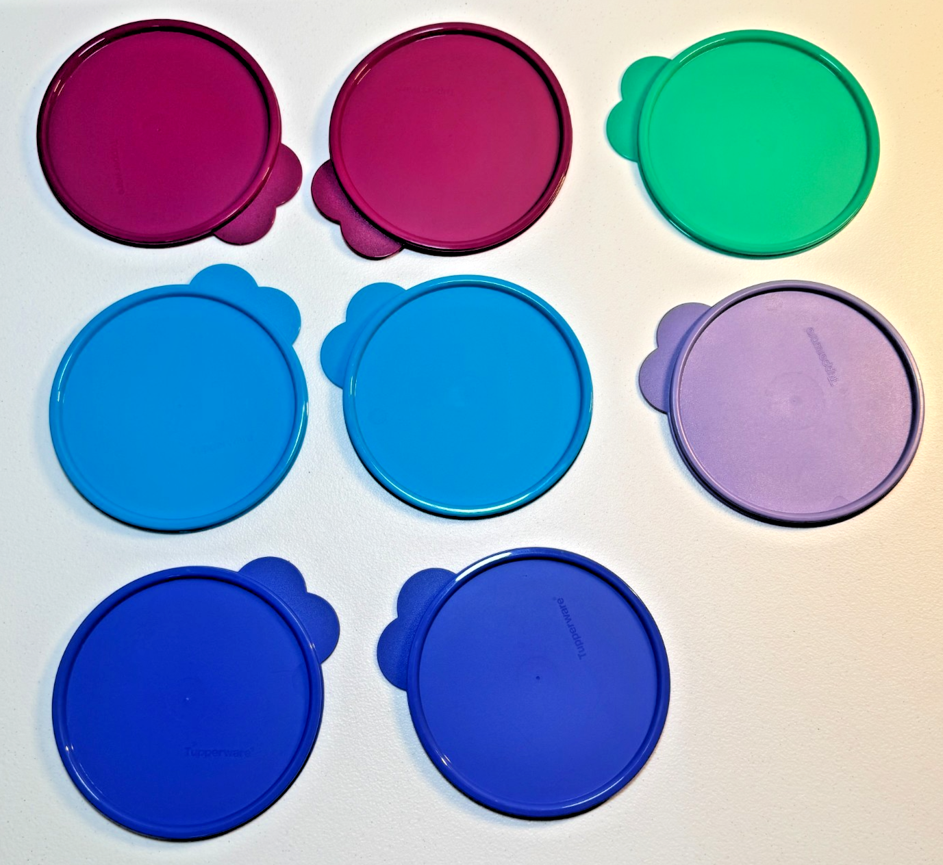 8 Pack TUPPERWARE C Seals Butterfly Large Double Tabs Blue Green Purple 6 Inches — photo 1