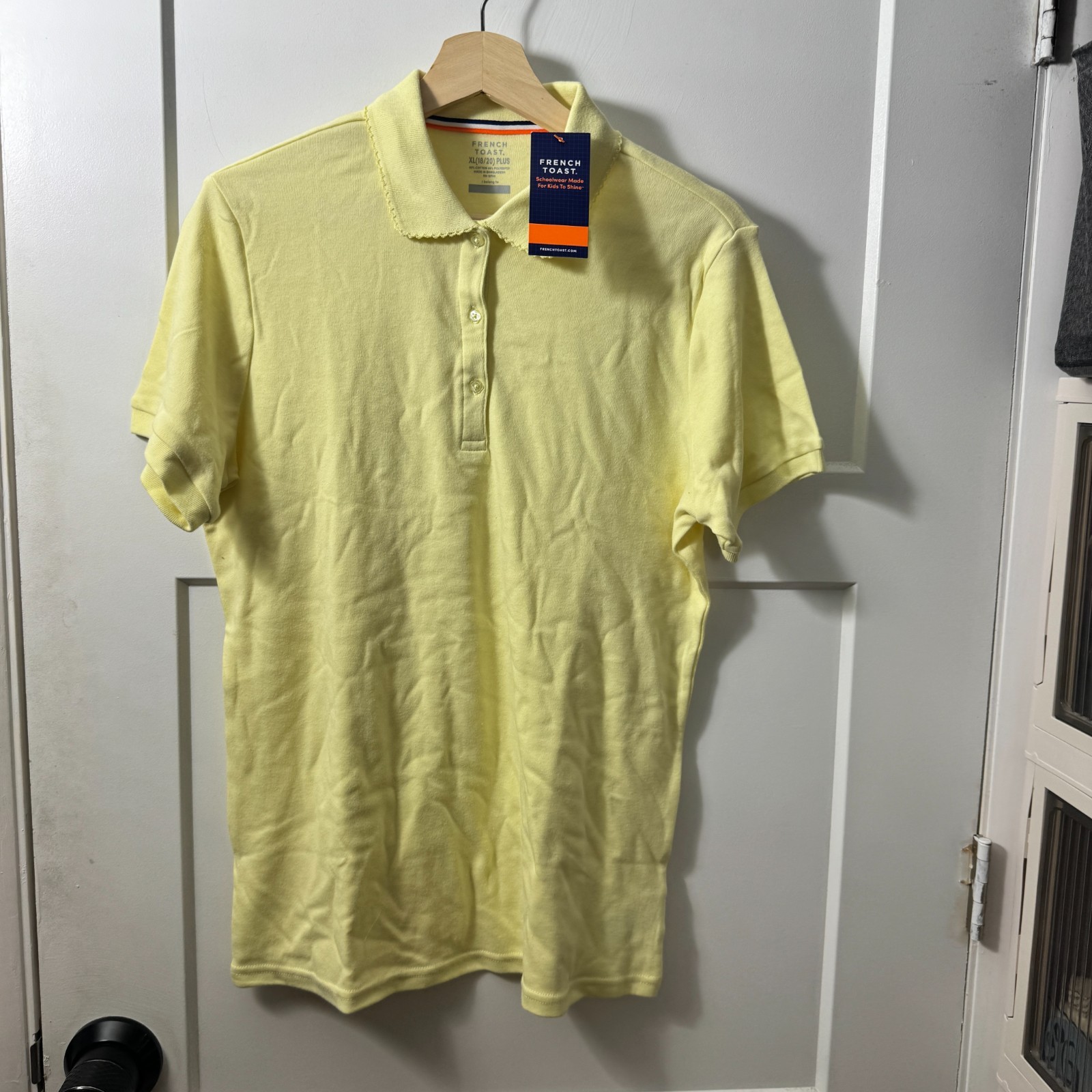 French Toast Girls Size' Short Sleeve Polo with Picot Collar, Yellow, XL 18/20 — photo 1