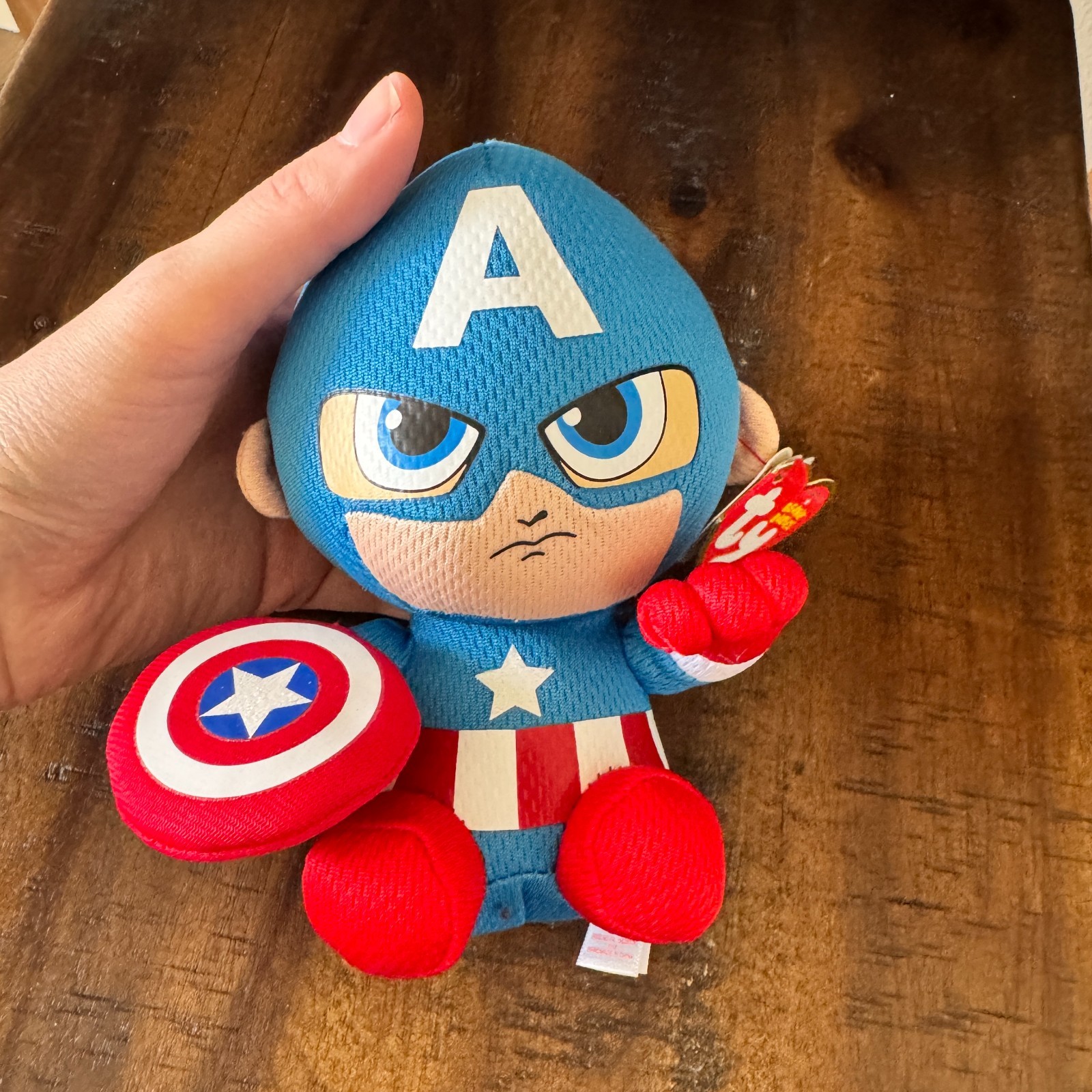 TY Beanie Baby 6" CAPTAIN AMERICA Marvel Plush Animal Toy with Ty Heart Tags — photo 1