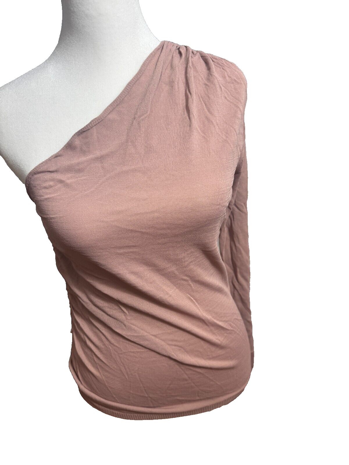 Zara Off One Shoulder Long Sleeve Ruched Side Muted Pink ish Women's Medium — photo 1