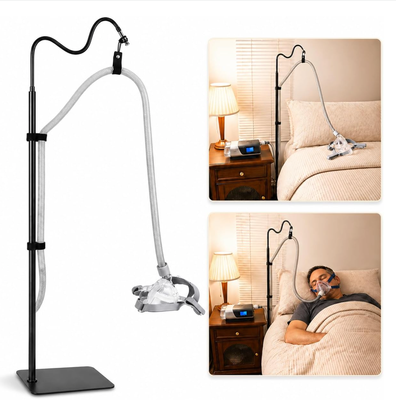 CPAP Hose Holder - All-Metal Hose Stand Bedside for CPAP Mask Tubing Support — photo 1