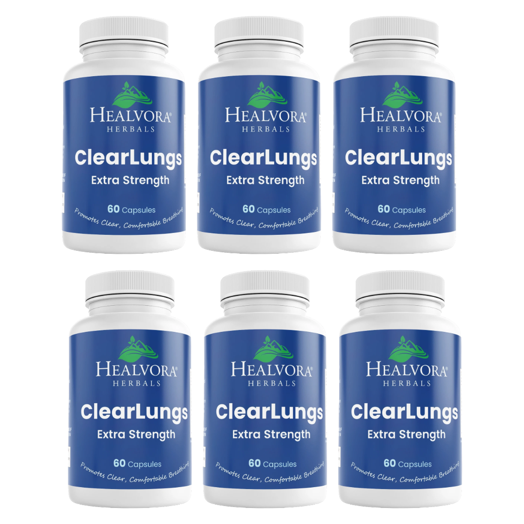 Healvora Clear Lungs Breathing Health Support Supplement 60 Capsules Bundle of 6 — photo 1