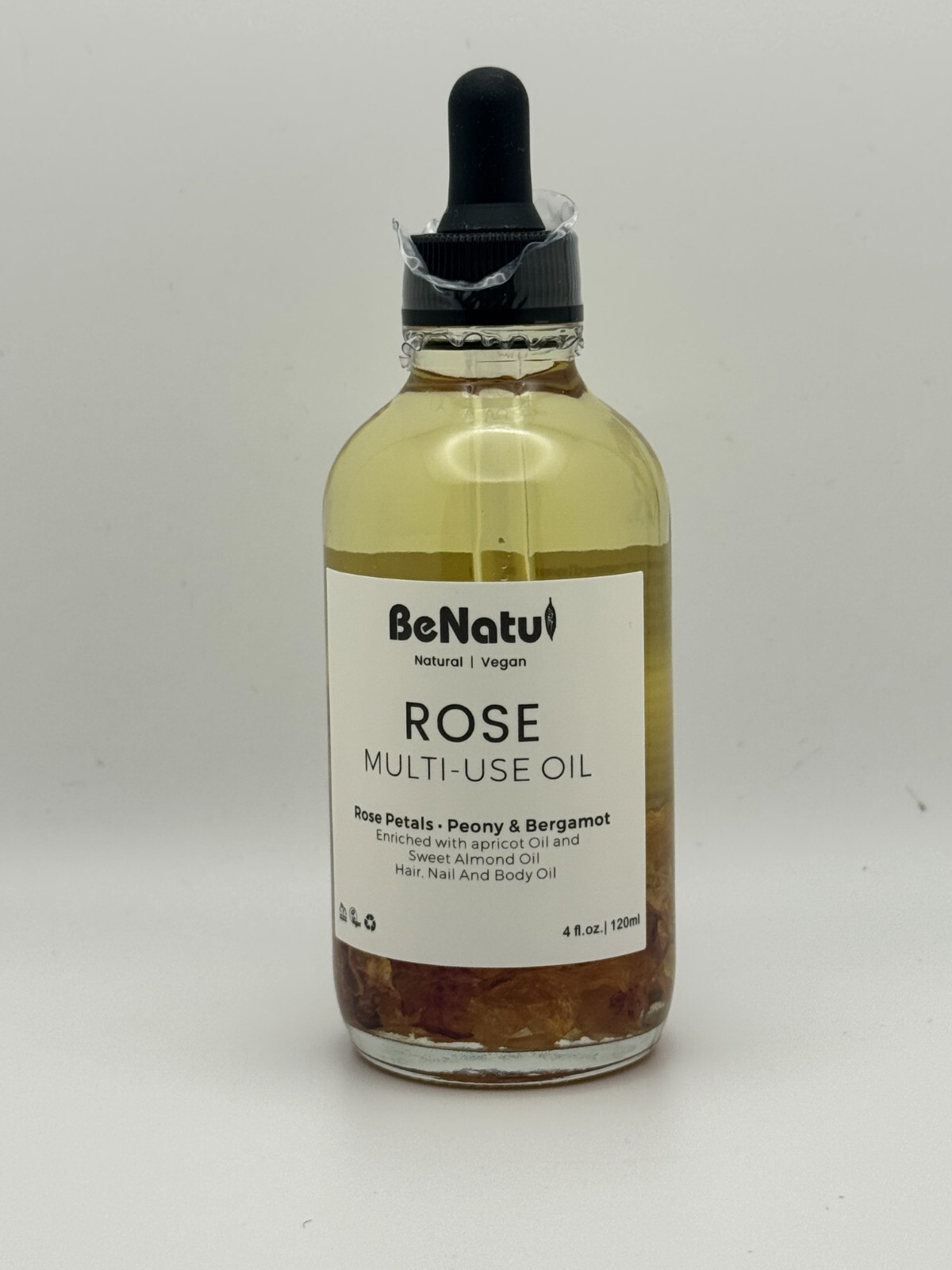 Be Natu Rose Oil Vegan Natural Rose Petals Peony Bergamot Hair Nail Skin 4floz — photo 1