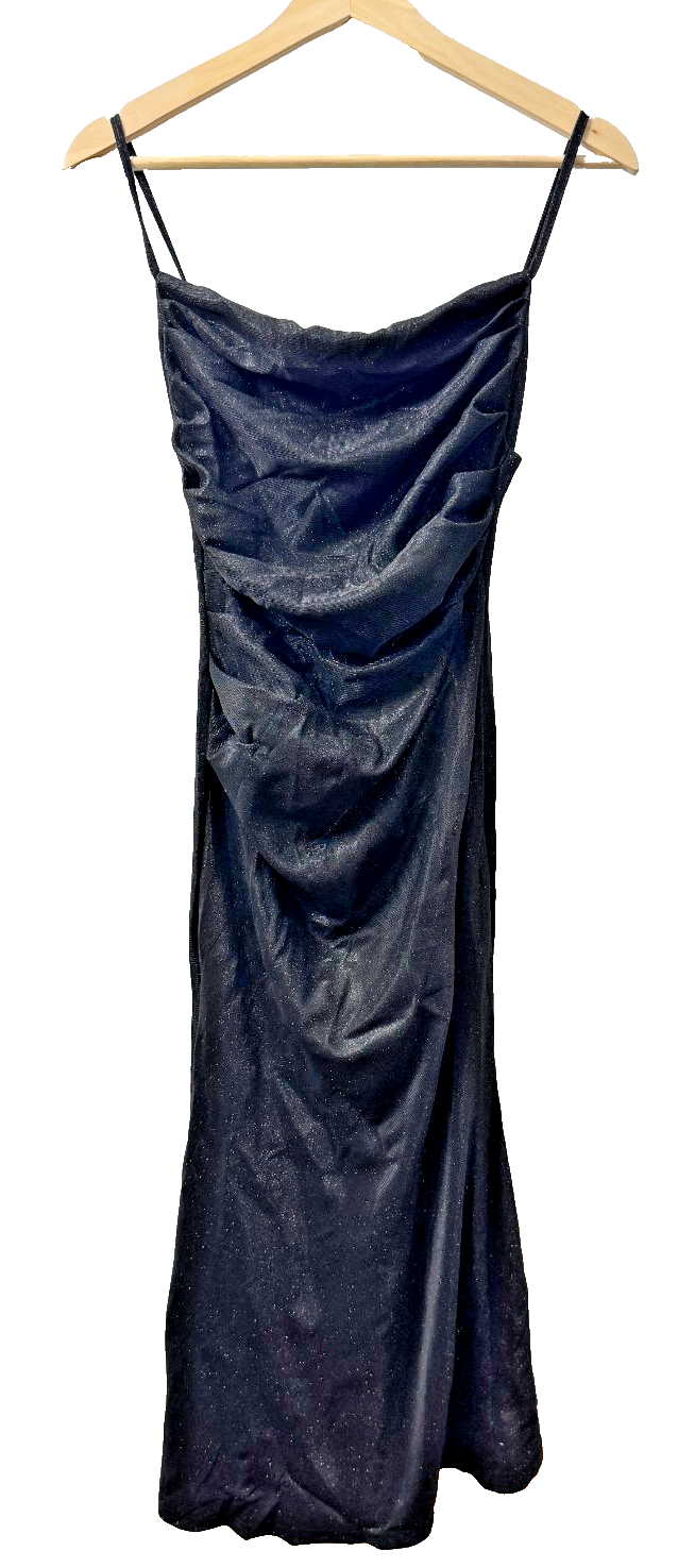 Black Glitter Maxi Dress Open Back Large Polyester Party Dress Women's Chic — photo 1