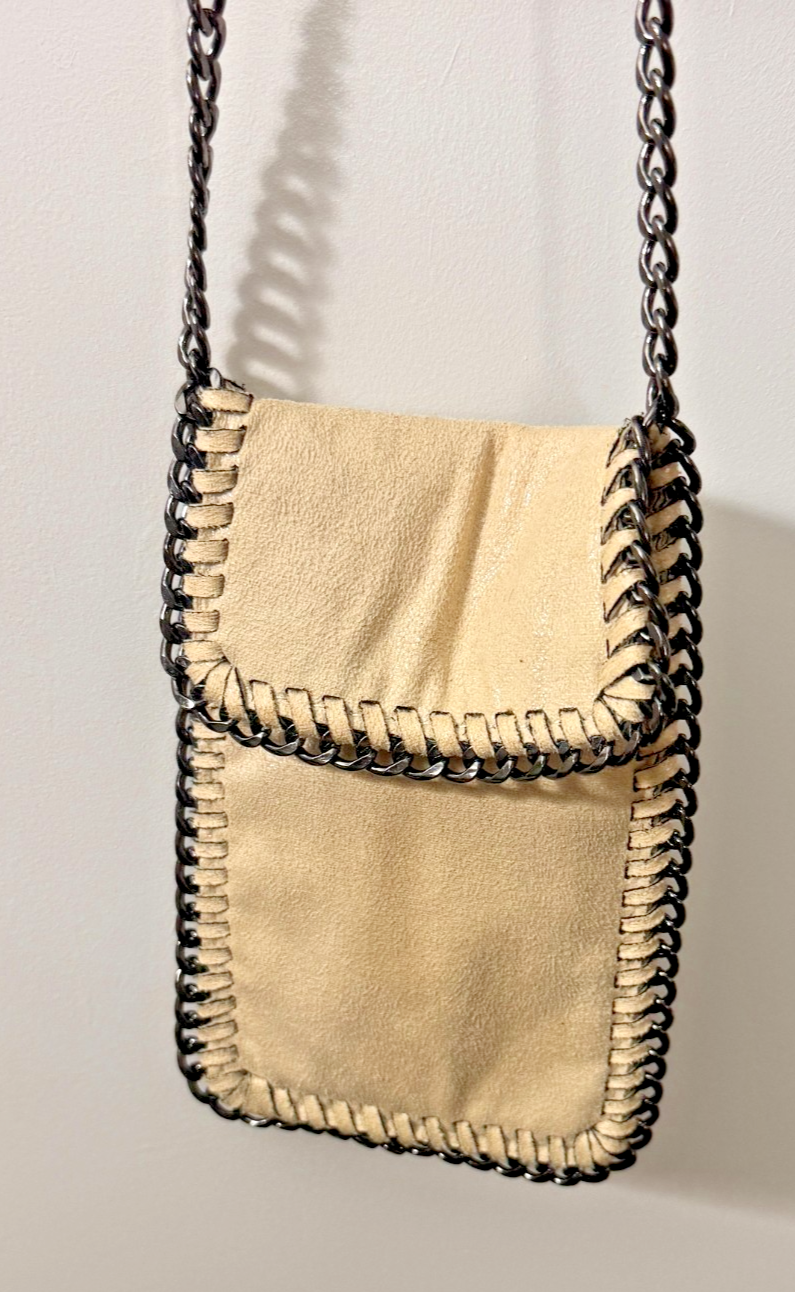 Crossbody Bag Phone Pouch Chain Shaggy LUX Fashion Flap Top Purse Cream Women's — photo 1