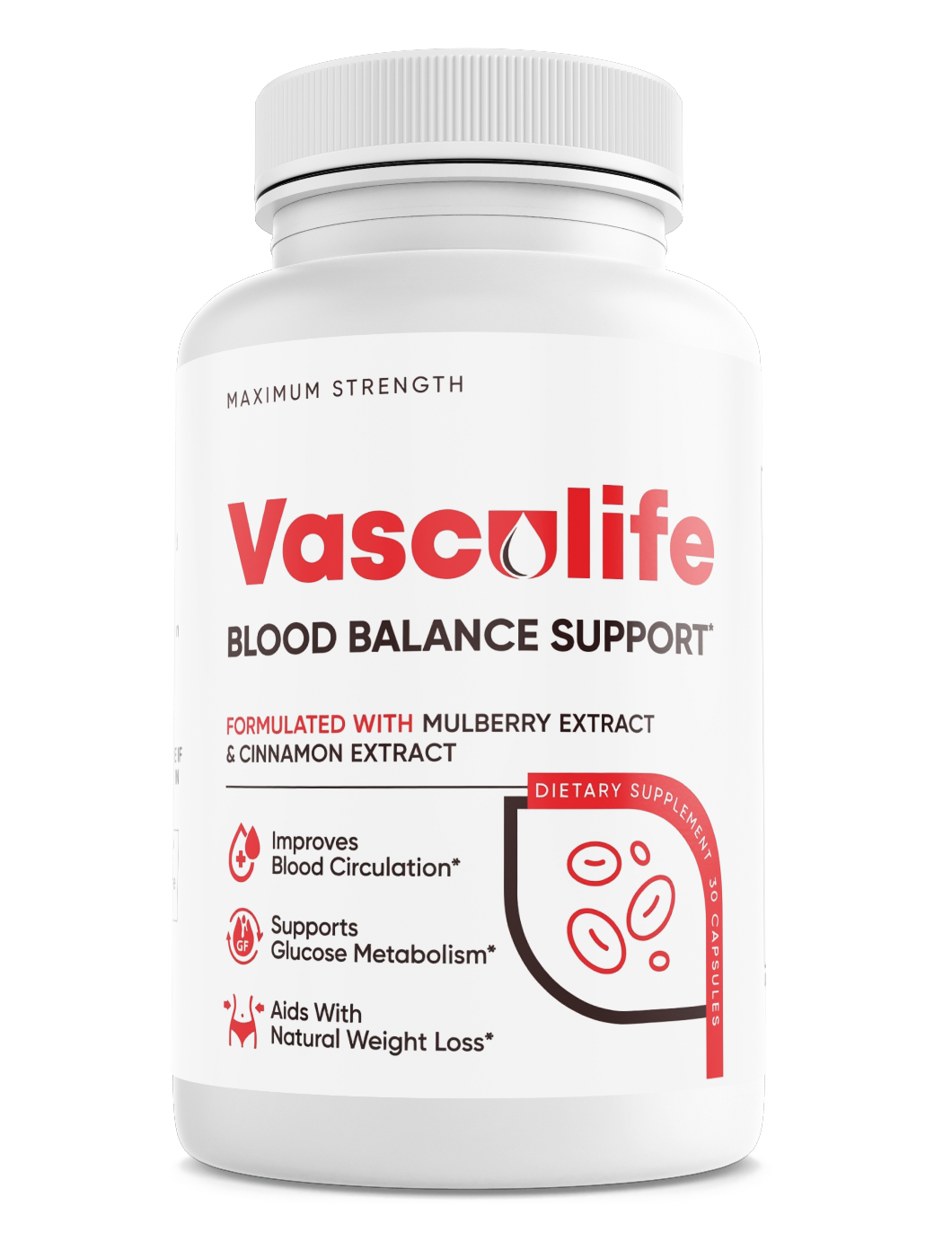 Vasculife Blood Health Support Dietary Supplement Mulberry Cinnamon 30 Capsules — photo 1