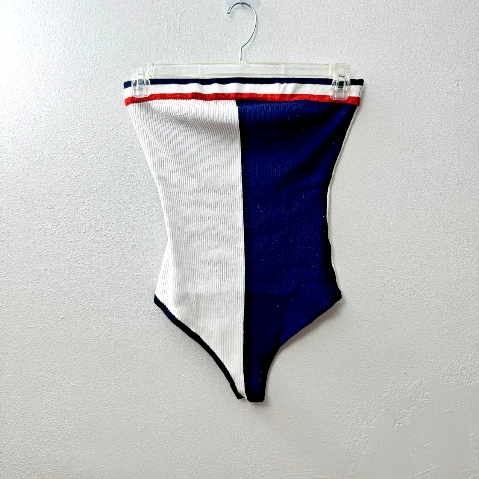 Pink Owl STRAPLESS RED WHITE & BLUE BODYSUIT TOP Size Large Women's Top Casual — photo 1