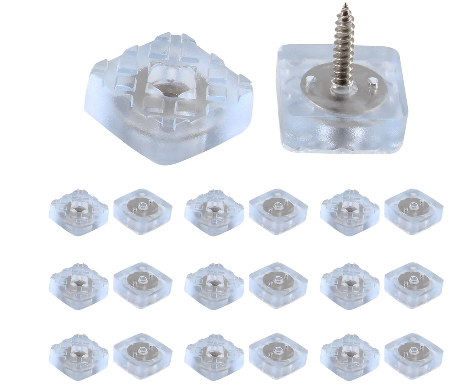 20Pcs 1.2" Screw-On Rubber Feet Square Non Slip Furniture Pad Chair Glides Clear — photo 1