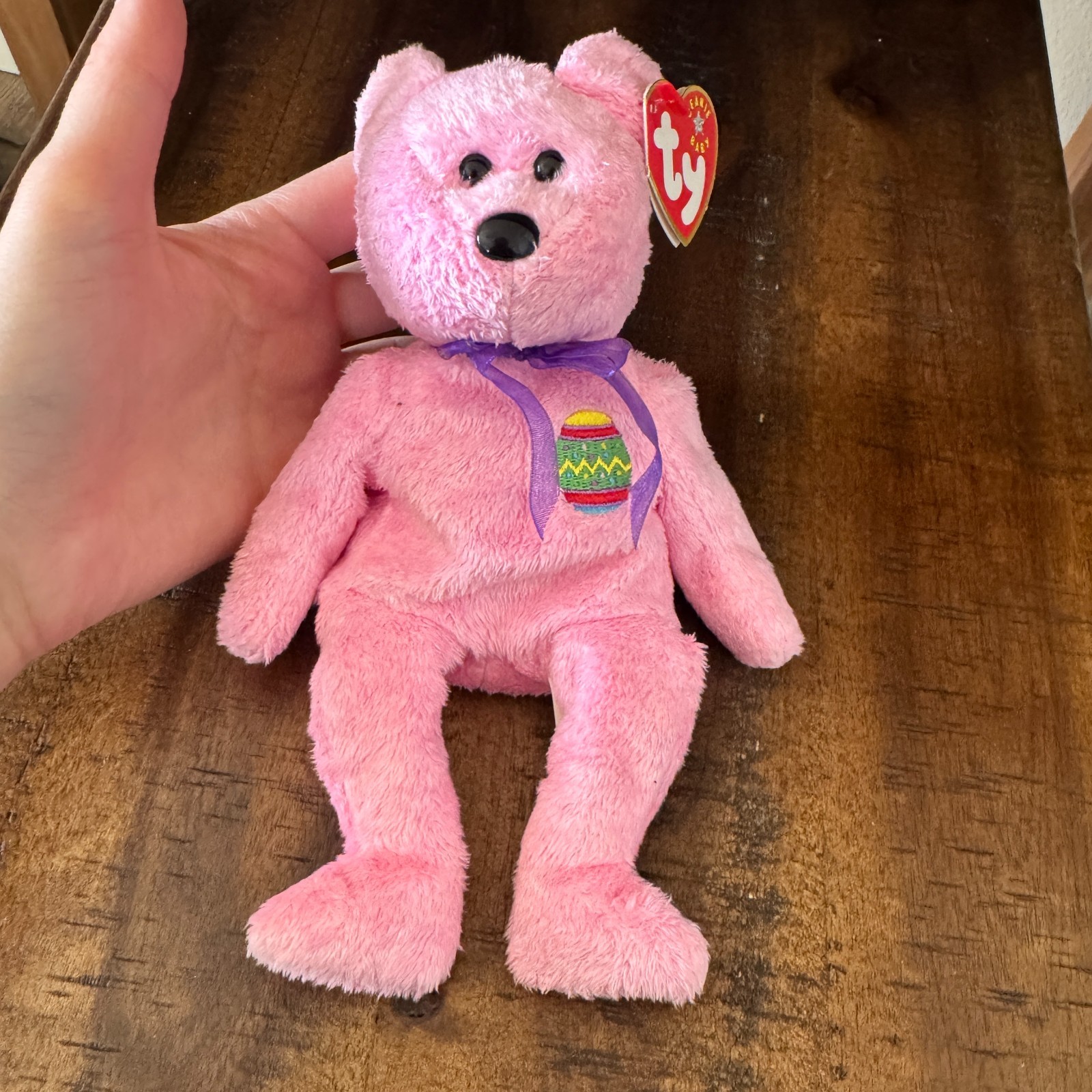 TY Beanie Baby Teddy Bear Plush Bear Eggs the Pink Easter Bear Retired With Tag — photo 1