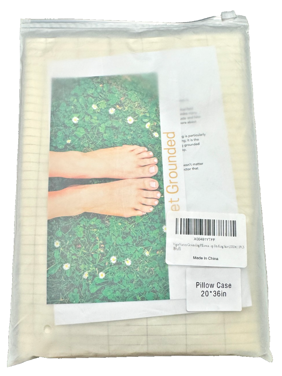 Grounding Pillowcase King 10% Silver Fiber Conductive Organic Cotton 20x36in — photo 1